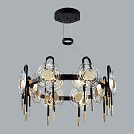 Люстра подвесная круглая черного цвета с круглыми прозрачными плафонами Virelia  варинант исполнения - 3 | Loft Concept в Москве