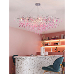 Люстра овальная с розовыми стеклянными подвесками в форме капель FAIRYTREE Light варинант исполнения - 3 | Loft Concept в Москве