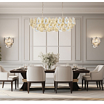 Люстра овальная с многослойными белыми и прозрачными подвесками Character Chandelier варинант исполнения - 6 | Loft Concept в Москве