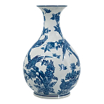 Ваза с мотивами цветущего сада с попугаями Blue Vase Inspired by Nature варинант исполнения - 2 | Loft Concept в Москве