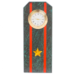 Часы погон ВС подарочные настольные из натурального камня Змеевик Military Clock варинант исполнения - 7 | Loft Concept в Москве