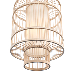 Подвесной светильник из деревянных прутьев с плафоном из натуральной ткани Light Inside the Cell варинант исполнения - 5 | Loft Concept в Москве