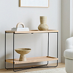 Консоль деревянной столешницей и полкой Wooden Table Top and Shelf варинант исполнения - 6 | Loft Concept в Москве