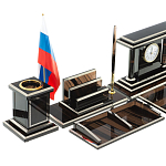 Настольный письменный набор с часами из природного камня обсидиана Team leader варинант исполнения - 3 | Loft Concept в Москве