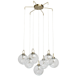 Люстра с 7-ю плафонами из прозрачного стекла в форме шара Orb Cascade  варинант исполнения - 2 | Loft Concept в Москве