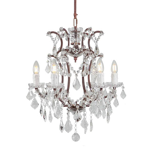 Люстра 19th c. Rococo IRON & CLEAR CRYSTAL Brown Chandelier 6