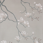 Обои ручная роспись Magnolia Canopy Original Colourway on Oyster Shell metallic silk варинант исполнения - 2 | Loft Concept в Москве