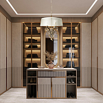 Люстра подвесная круглая с тканевым полупрозрачным абажуром и подвесками 4 лампы Gilded Elegance варинант исполнения - 8 | Loft Concept в Москве