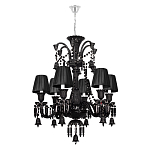 Люстра подвесная с плиссированными абажурами и множеством подвесок черного цвета Диаметр 62 см Lustre Reverie варинант исполнения - 1 | Loft Concept в Москве