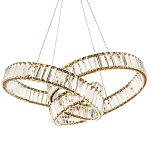 Подвесная люстра в виде изогнутых колец с хрустальным декором Ring Horizontal Oculus Gold Light Chandelier варинант исполнения - 1 | Loft Concept в Москве