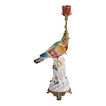 Подсвечник с попугаем из фарфора с бронзовыми элементами Eden Garden варинант исполнения - 3 | Loft Concept в Москве