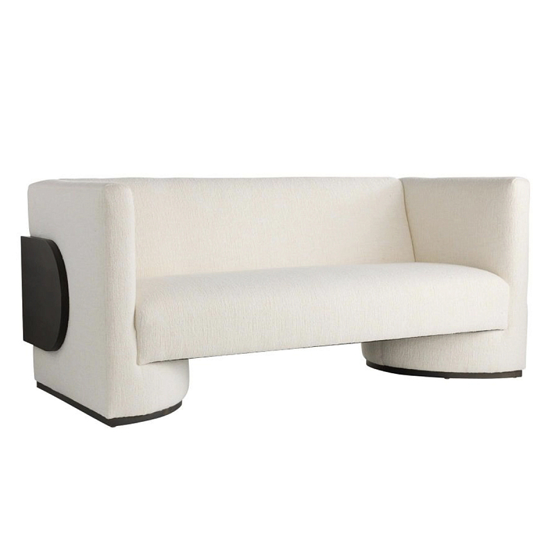 Дизайнерский Двухместный диван Florida Sofa  с элегантным деревянным декором  Белый Черный в Москве | Loft Concept 