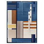 Панно из шнура Синяя геометрическая абстракция wall panel line Blue варинант исполнения - 4 | Loft Concept в Москве