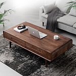 Кофейный стол из массива дерева с выдвижными ящиками Coffee Walnut Table варинант исполнения - 1 | Loft Concept в Москве