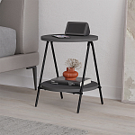 Стол приставной с 2-мя круглыми столешницами цвета антрацит ESSEL SIDE TABLE ANTHRACITE варинант исполнения - 3 | Loft Concept в Москве