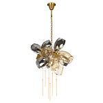 Люстра подвесная со стеклянными плафонами из дымчатого и золотистого с шестью вертикальными подвесками Gilded Mirage  варинант исполнения - 2 | Loft Concept в Москве