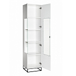 Шкаф-витрина белая с полками и стеклянной дверью Strict Lines варинант исполнения - 2 | Loft Concept в Москве