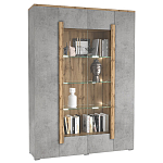 Шкаф-витрина с фасадом серого цвета 4-х дверная Grace of Furniture варинант исполнения - 1 | Loft Concept в Москве