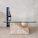 Дизайнерский журнальный стол в виде раковины с жемчужиной под прозрачной столешницей Fahin варинант исполнения - 3 | Loft Concept в Москве