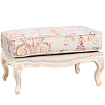 Мягкая банкетка из массива бука серая с растительным орнаментом Raffael Grey Floral Banquette варинант исполнения - 1 | Loft Concept в Москве