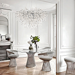 Люстра подвесная с прозрачными стеклянными подвесками в форме капель Диаметр 100 см Droplet Chandelier варинант исполнения - 21 | Loft Concept в Москве