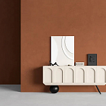 Дизайнерский комод с фактурным фасадом и чёрной ножкой в форме шара Samanta варинант исполнения - 2 | Loft Concept в Москве