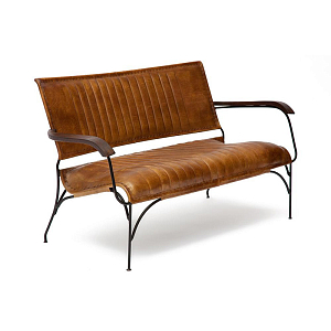 Диван-скамья из натуральной кожи Buffalo Leather Sofa two-seater