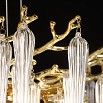 Люстра золотого цвета с декоративными ветками и длинными прозрачными стеклянными подвесами в форме сосулек Droplet Chandelier варинант исполнения - 6 | Loft Concept в Москве