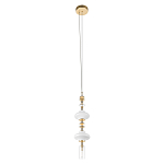 Подвесной светильник с белыми фигурными стеклянными элементами и бронзовыми вставками Высота 100 см Gabriel Scott Luna варинант исполнения - 4 | Loft Concept в Москве