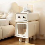 Тумбочка прикроватная с ящиком и стеклянной дверцей Робот Robot Bedside варинант исполнения - 2 | Loft Concept в Москве