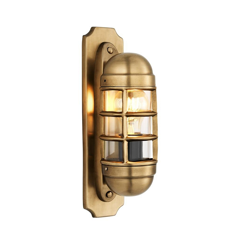 Бра Eichholtz Wall Lamp Le Caprice Brass Латунь Античная полированная Прозрачное Стекло в Москве | Loft Concept 