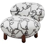 Кресло без подлокотников на деревянных ножках белое с вышивкой Sharp Armchair варинант исполнения - 1 | Loft Concept в Москве