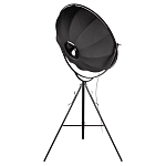 Торшер в виде прожектора с круглым тканевым абажуром на треноге черного цвета Radiance Éclat варинант исполнения - 4 | Loft Concept в Москве