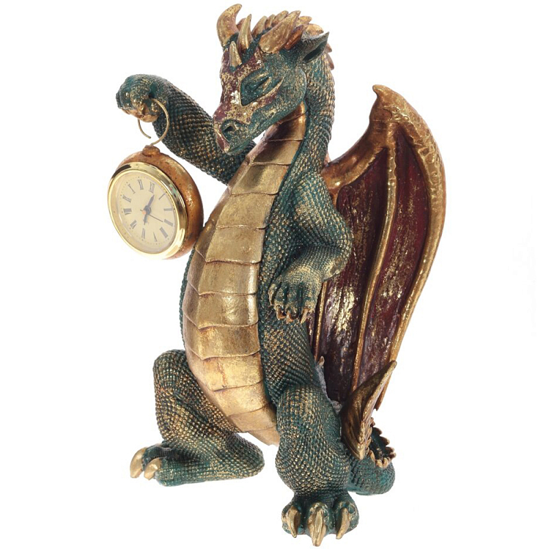     Green Dragon Gold Mask with Clock      | Loft Concept 