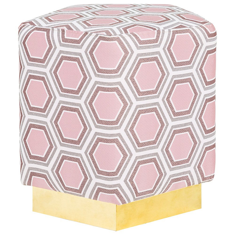 Пуф Hexagon Pink Geometry Латунь Розовый пастельный Белый в Москве | Loft Concept 
