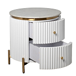 Тумбочка белая круглая с мраморной столешницей Thoroughbass варинант исполнения - 5 | Loft Concept в Москве