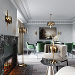 Бра с изогнутым плафоном на бронзовом основании с вертикальным декором из металлических трубок Sohne варинант исполнения - 2 | Loft Concept в Москве