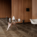 Дизайнерский круглый обеденный стол стеклянный с фигурным подстольем из цемента ARC Dining Table варинант исполнения - 2 | Loft Concept в Москве