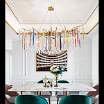 Люстра на подвесе с каркасом из металла и цветными подвесками из стекла Droplet Chandelier варинант исполнения - 4 | Loft Concept в Москве