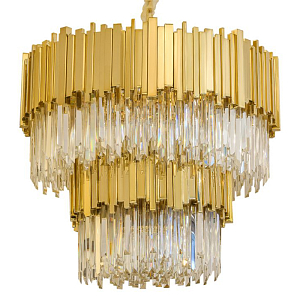 Круглая многоярусная люстра Luxxu Modern Cascade Chandelier Gold Metal Glass