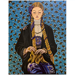 Панно ручная вышивка бисером Портрет девушки в голубых тонах варинант исполнения - 1 | Loft Concept в Москве