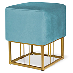 Пуф квадратный голубой велюр на золотом металлическом основании Celeste Blue варинант исполнения - 1 | Loft Concept в Москве