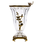 Ваза из прозрачного стекла с бронзовой вставкой в виде цветущей ветви Eden Garden porcelain and bronze варинант исполнения - 1 | Loft Concept в Москве