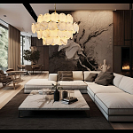 Люстра четырехъярусная с подвесками в форме дисков Cryptocrystalline Stone варинант исполнения - 5 | Loft Concept в Москве