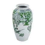 Ваза высокая с зелеными цветочными и птичьими мотивами Vase Inspired by Nature варинант исполнения - 2 | Loft Concept в Москве