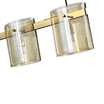 Подвесной светильник светодиодный с 5-ю цилиндрическими плафонами коньячного цвета из стекла и стали Andrea Сhandelier Сognac варинант исполнения - 1 | Loft Concept в Москве