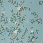 Обои ручная роспись Gustavian Garden Special Colourway on Duck Egg dyed silk варинант исполнения - 2 | Loft Concept в Москве