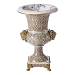 Ваза с овнами из фарфора с бронзовыми элементами Bronze Aries варинант исполнения - 1 | Loft Concept в Москве