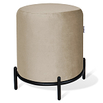 Банкетка круглая бежевый велюр на 4-х металлических ножках черного цвета SANJAY варинант исполнения - 1 | Loft Concept в Москве