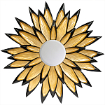 Зеркало-солнце в раме золотого и черного цвета Rays of Peace варинант исполнения - 1 | Loft Concept в Москве